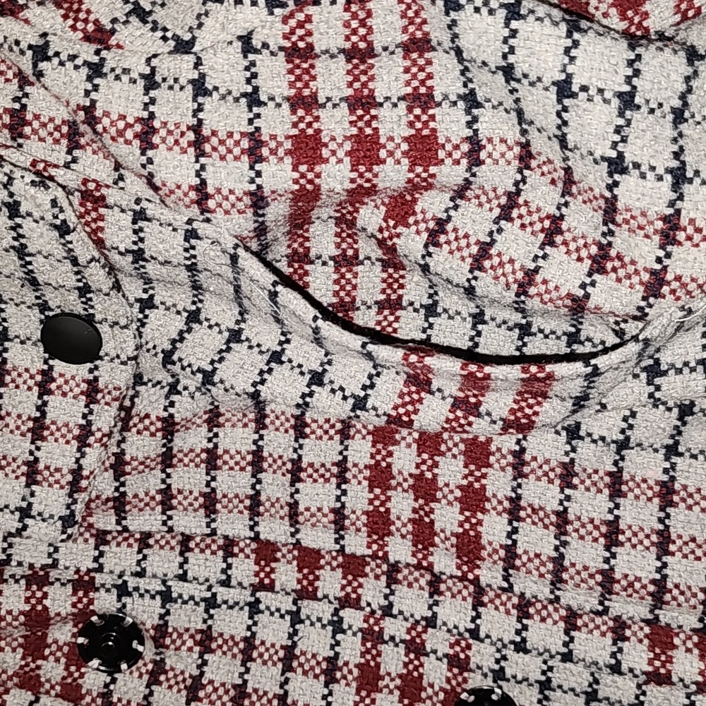Plaid Button-Front Shacket Jacket - Red/Grey - Picture 12 of 12